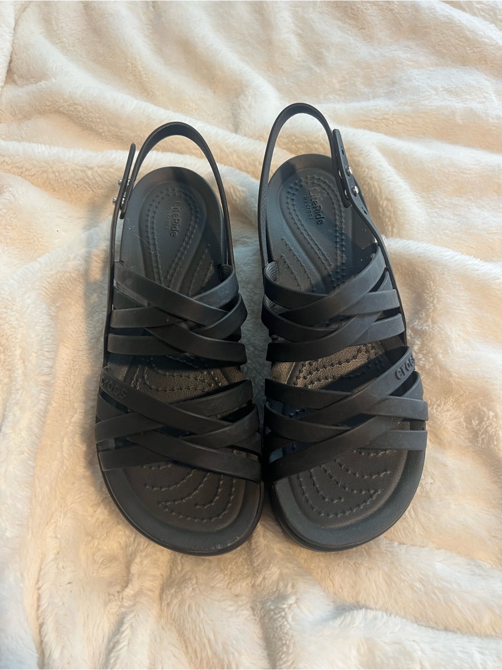 CROCS Black Strappy Slingback Sandals